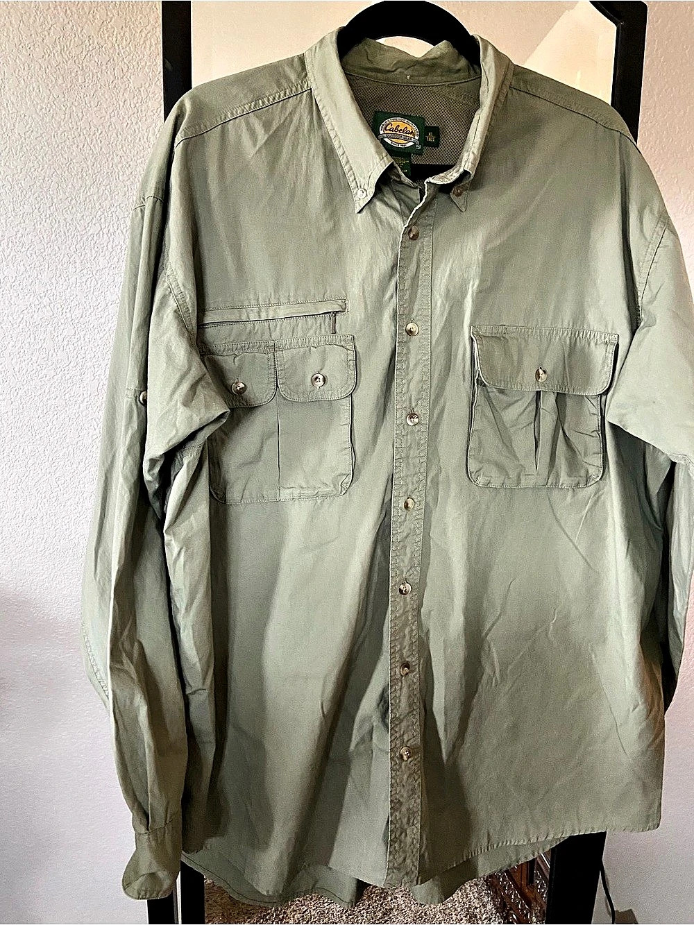 Cabela's Long Sleeve Fishing Utility Shirt Green XL Tall